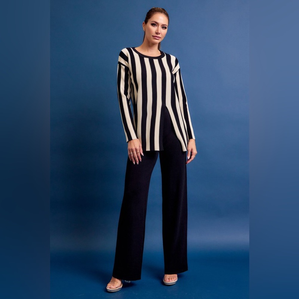 Knit Stripe Sweater and Pant Set, sz M